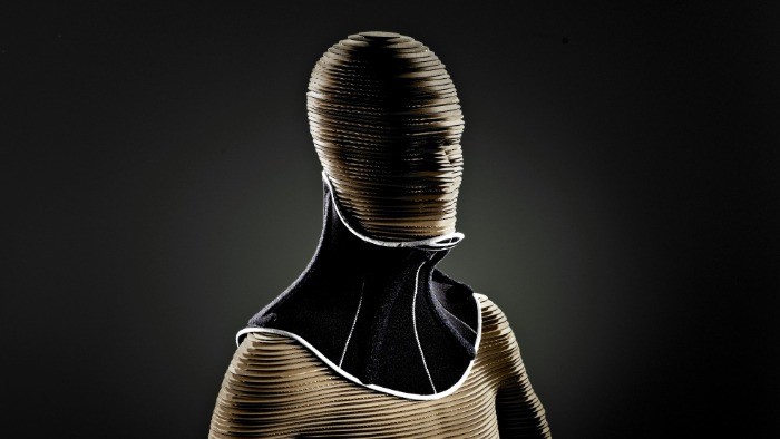 A 3D model of a person wearing a head up neck collar.