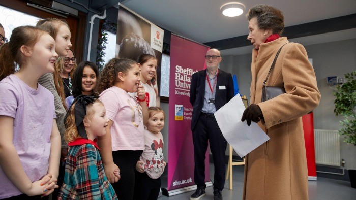 Her Royal Highness the Princess Royal with children from Meadows nursery