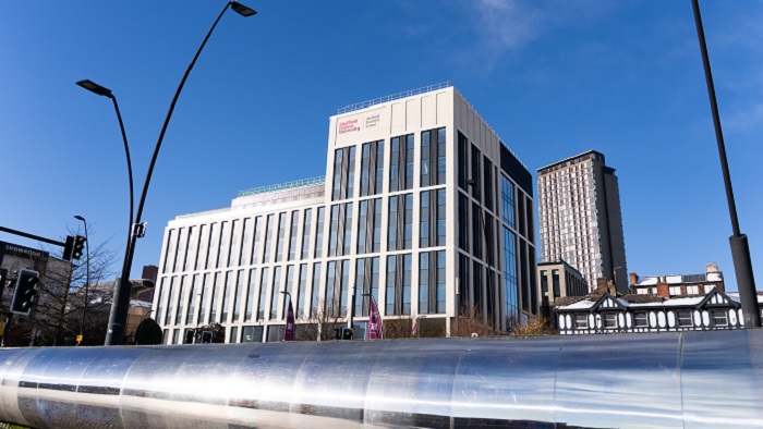 Sheffield Business School building from the train station