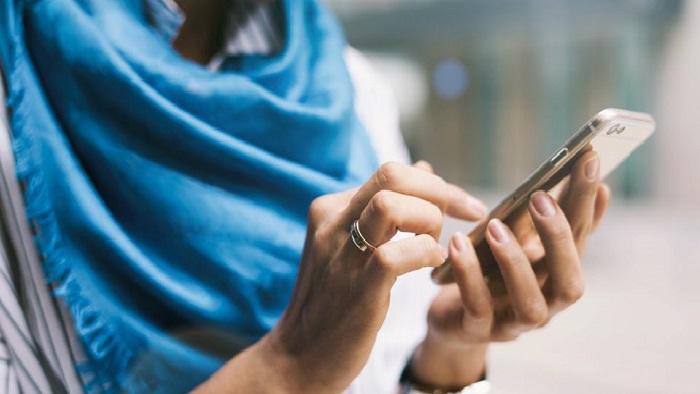 Woman looking at mobile phone