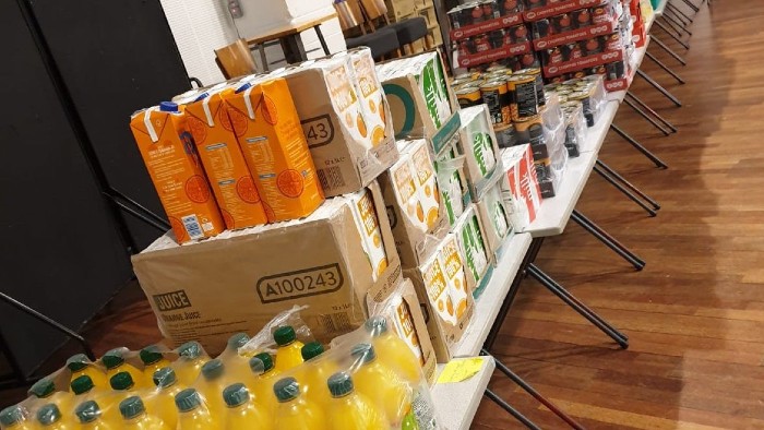 Boxes of everyday essentials which were delivered to international students in quarantine