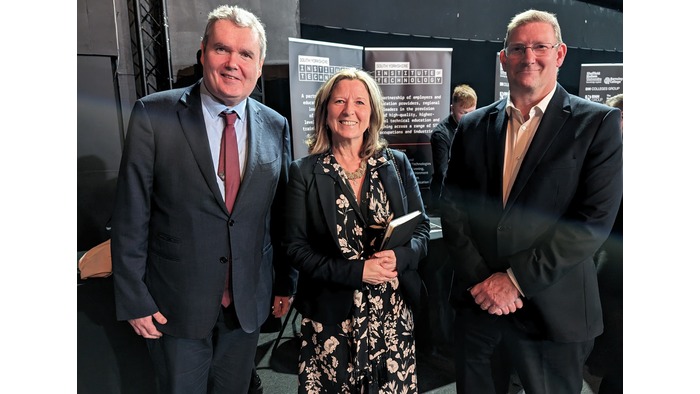 Professor Chris Wigginton, Pro Vice-Chancellor Global and Academic Partnerships at Sheffield Hallam University, Karen Mosley and John Rees, CEO and Principal DN Colleges Group