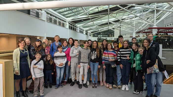 Group photo of Ukrainian visitors at Sheffield Hallam city campus