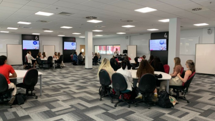 Photo of students taking part in a women in finance event