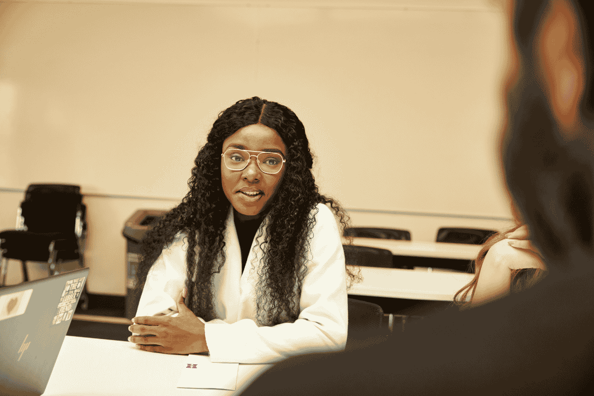 Humanities student at Sheffield Hallam in a seminar