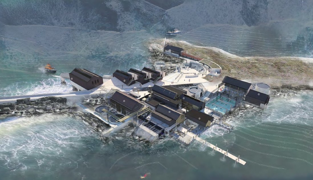 CGI of buildings for Breakwater Institute on Goat Island