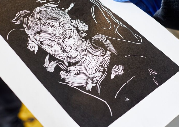 Black and white artwork by one of our students