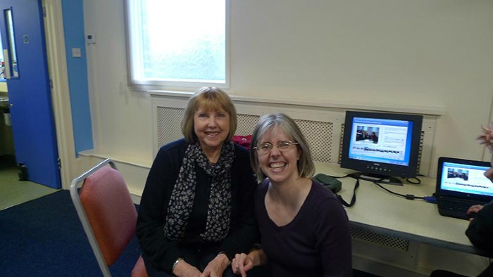 Gail Mountain (left) and Claire Craig (right) in an office 