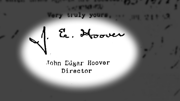 J Edgar Hoover signature on a letter