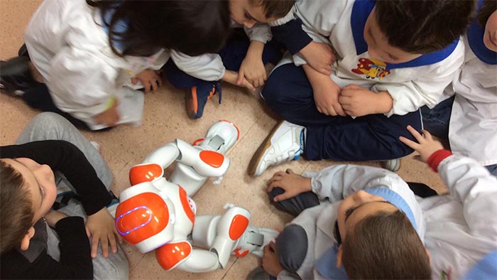 A robot with children