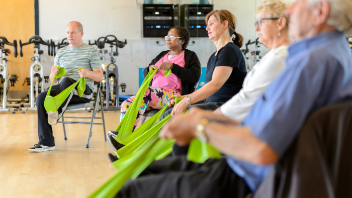 Older adults in an exercise class