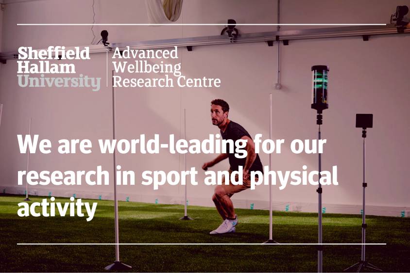 Image of a sports research with the caption we are world leading for our research in spot and physical activity