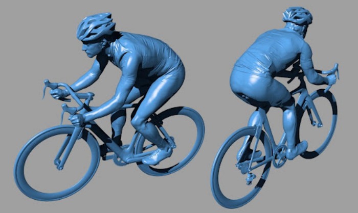 Digital model of a cyclist on a bike