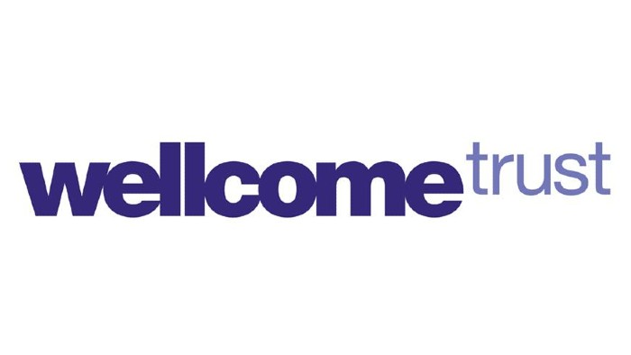 Logo that says 'wellcome trust' in purple on a white background