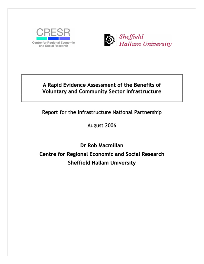 A Rapid Evidence Assessment of the Benefits of Voluntary and Community Sector Infrastructure