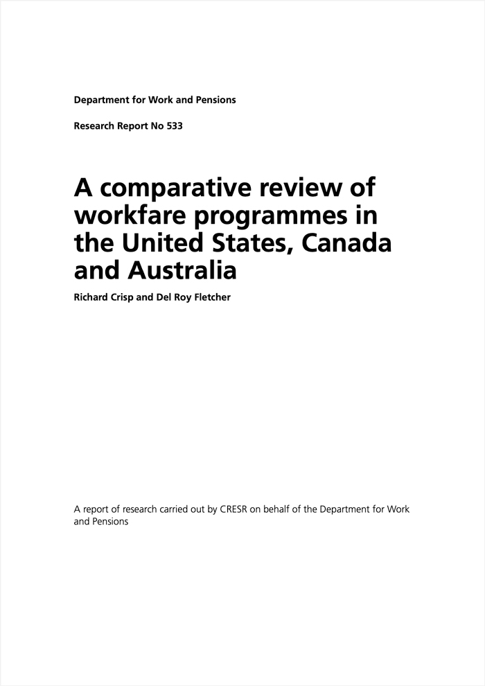 A comparative review of workfare programmes in the United States, Canada and Australia