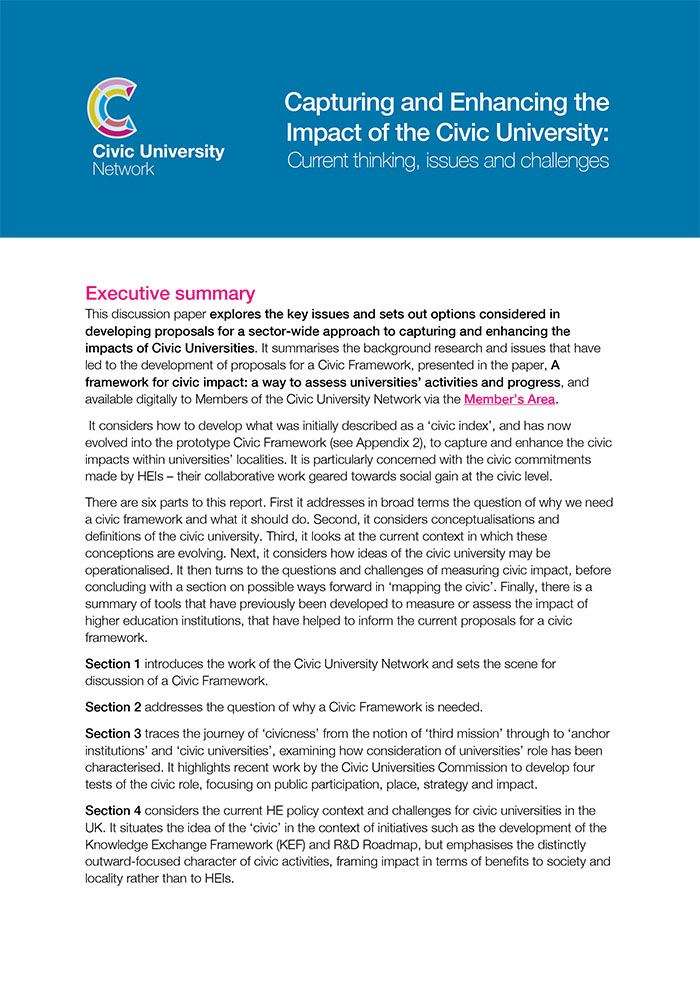 Capturing and Enhancing the Impact of the Civic University: Current thinking, issues and challenges