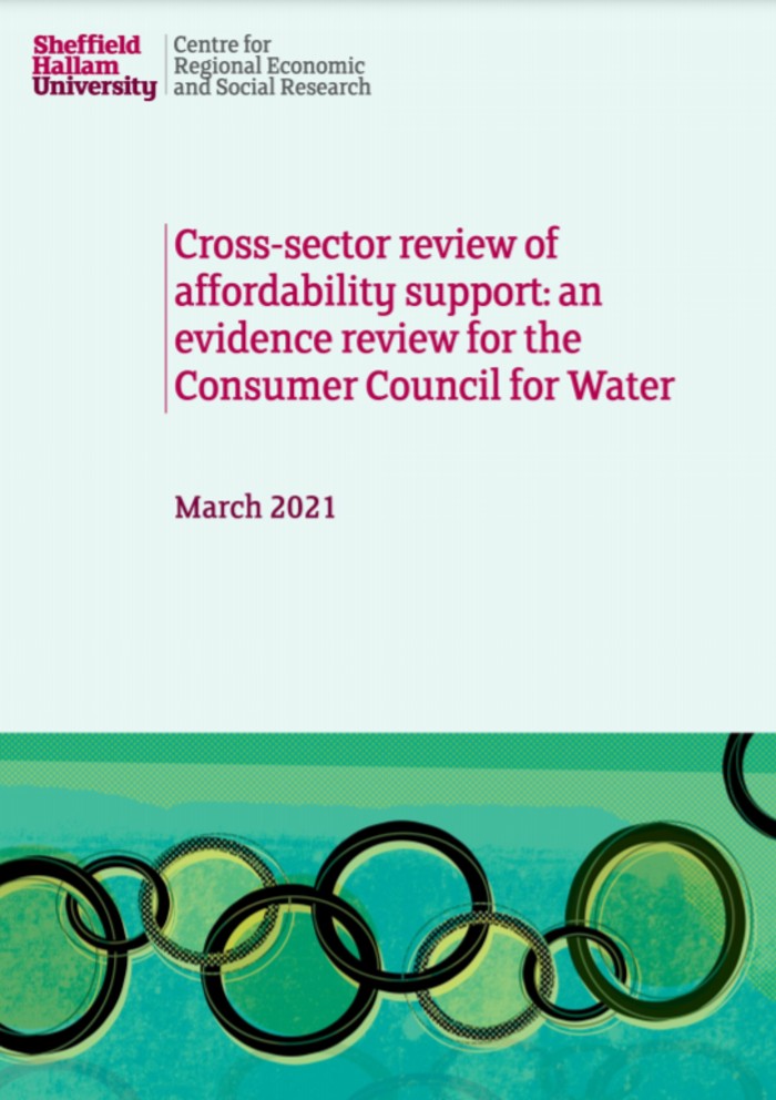Cross-sector review of affordability support: an evidence review for the Consumer Council for Water report cover