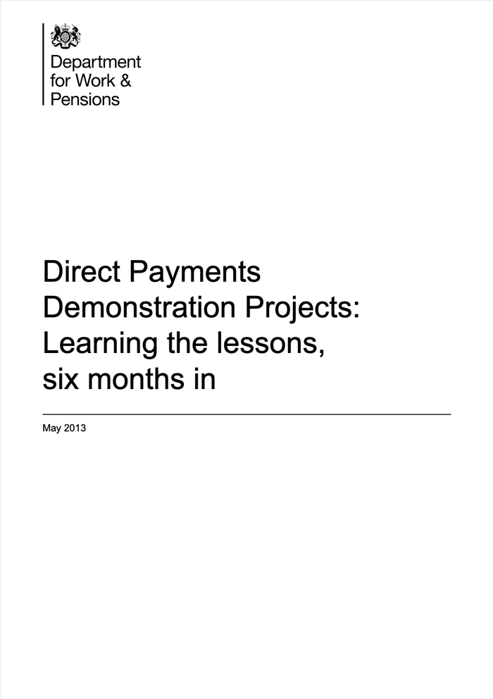 Direct Payments Demonstration Projects: Learning the lessons, six months in