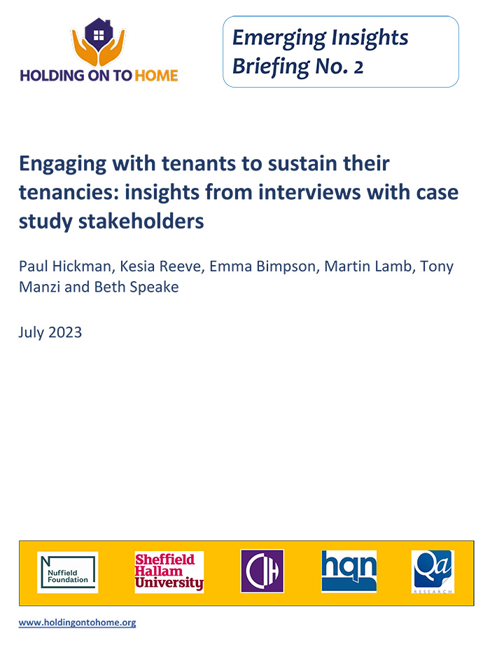 Engaging with tenants to sustain their tenancies: insights from interviews with case study stakeholders