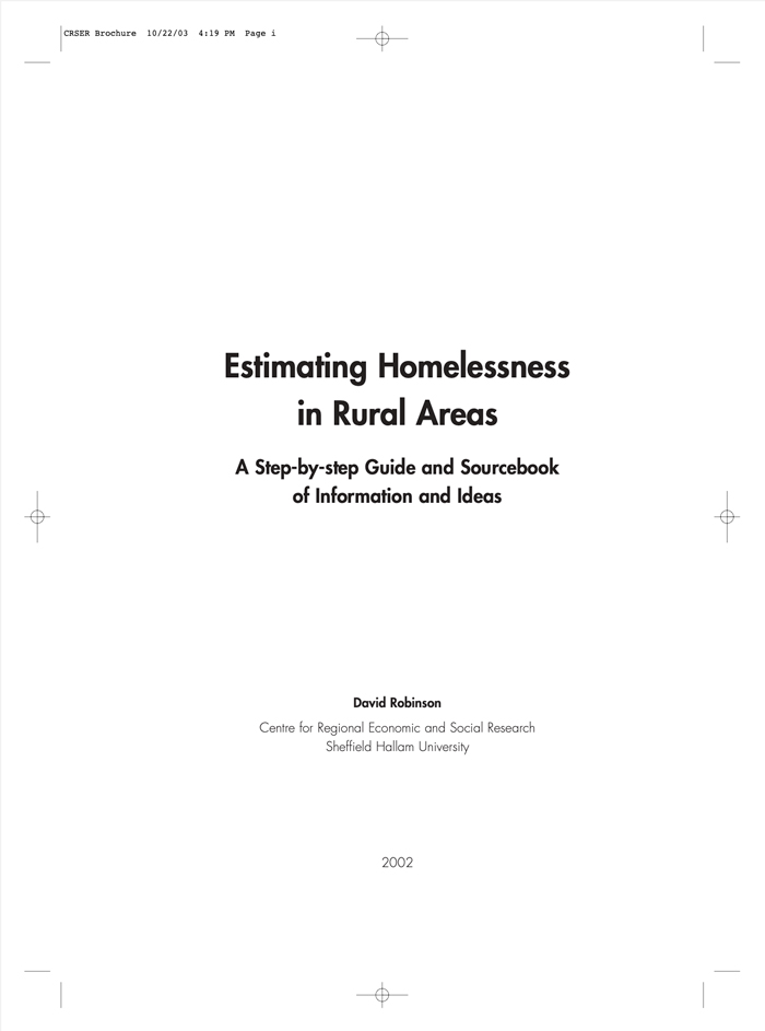 Estimating Homelessness in Rural Areas