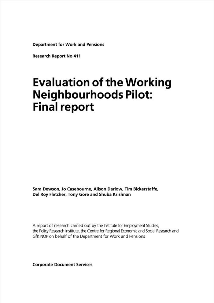 Evaluation of the Working Neighbourhoods Pilot: Final report