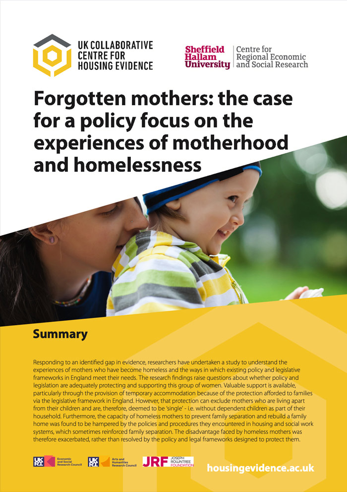 Forgotten mothers: the case for a policy focus on the experiences of motherhood and homelessness