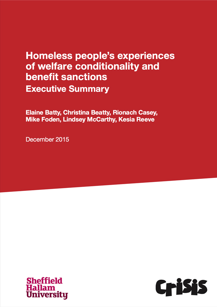Homeless people’s experiences of welfare conditionality and benefit sanctions: Executive Summary