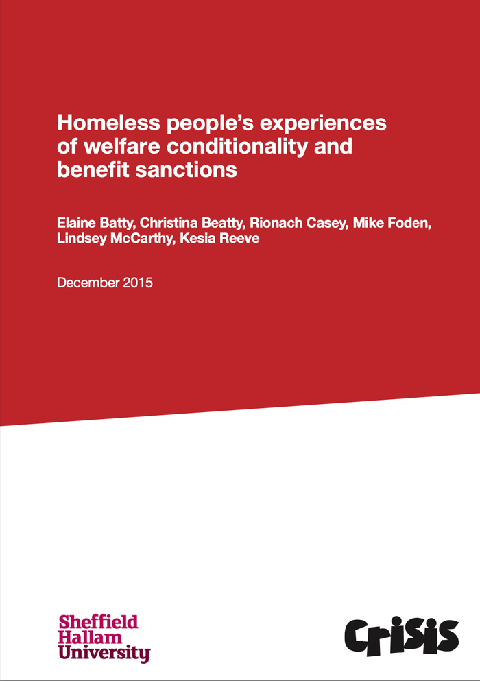 Homeless people’s experiences of welfare conditionality and benefit sanctions