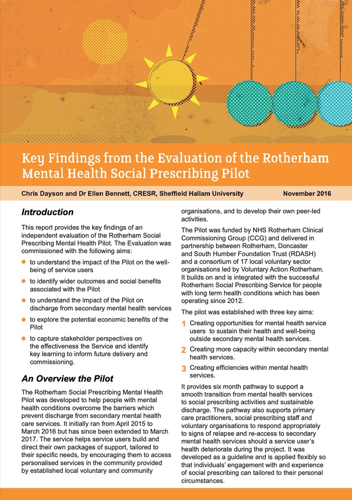 Key Findings from the Evaluation of the Rotherham Mental Health Social Prescribing Pilot