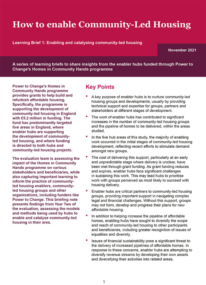 How to enable Community-Led Housing - Learning Brief 1: Enabling and catalysing community-led housing 