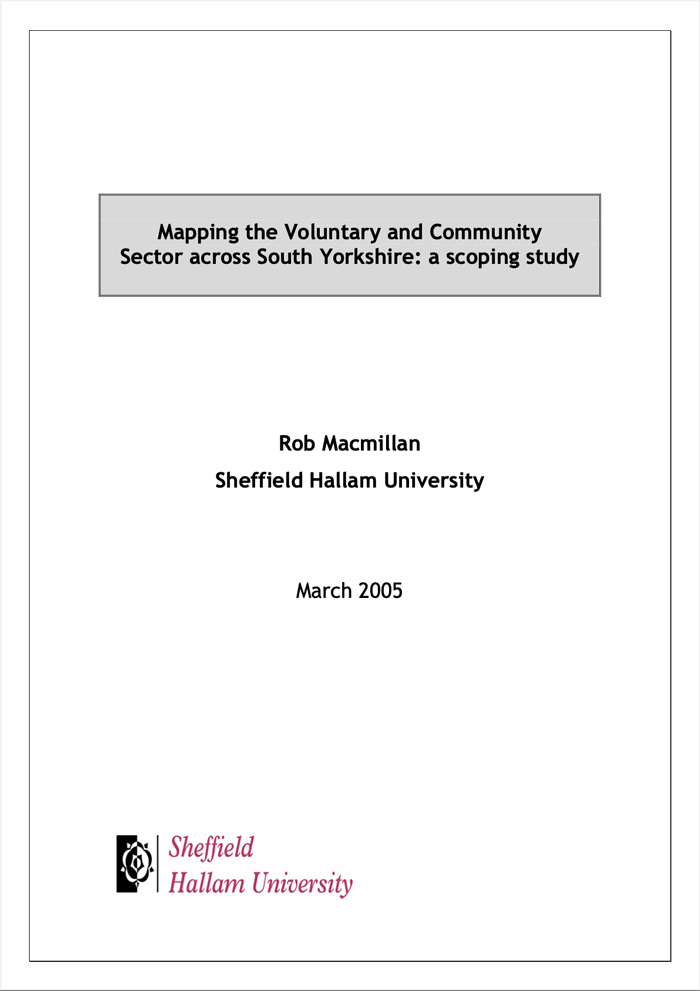 Mapping the Voluntary and Community Sector across South Yorkshire: a scoping study