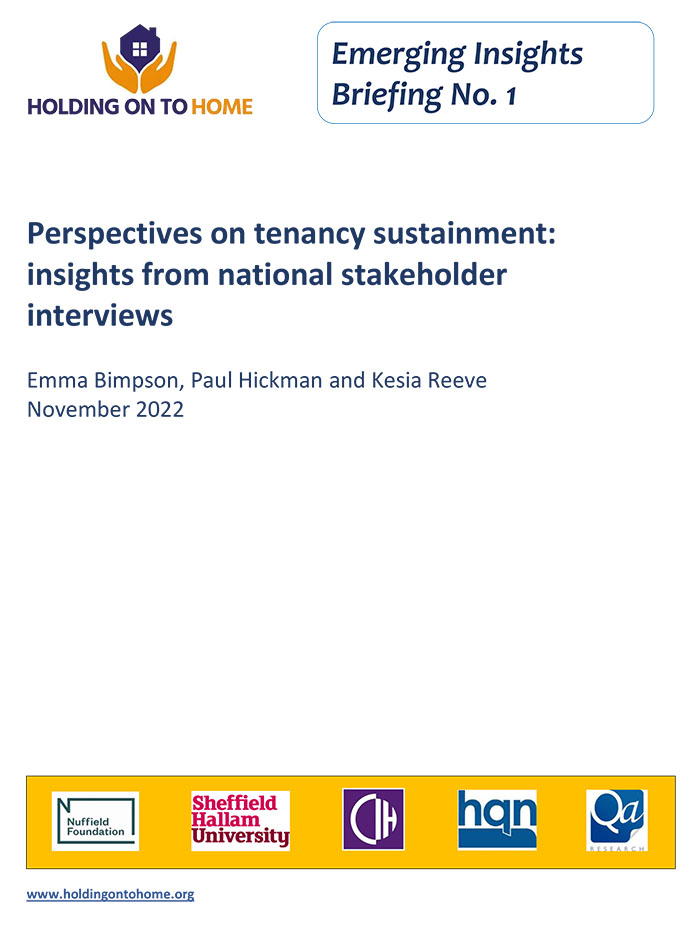 Perspectives on tenancy sustainment: insights from national stakeholder interviews