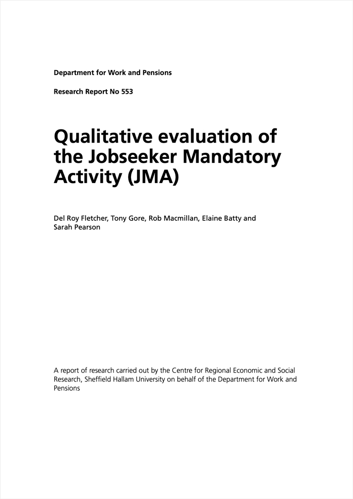 Qualitative evaluation of the Jobseeker Mandatory Activity (JMA)
