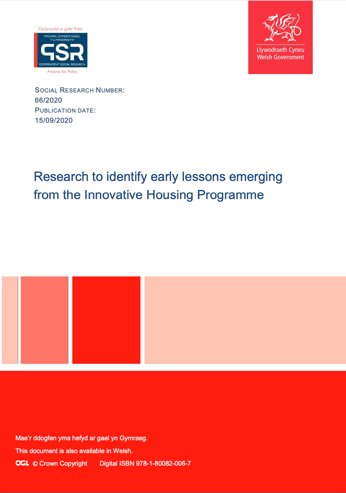 Research to identify early lessons emerging from the Innovative Housing Programme