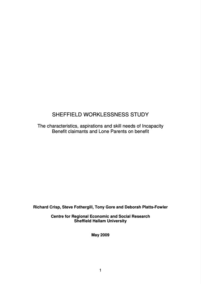 Sheffield Worklessness Study