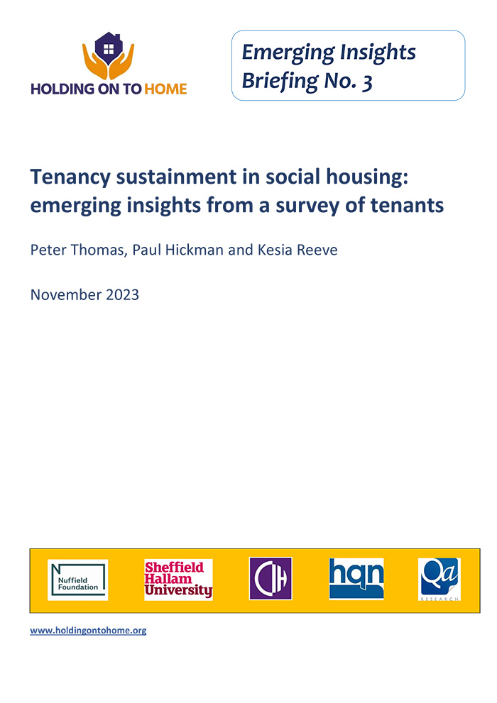 Tenancy sustainment in social housing: emerging insights from a survey of tenants