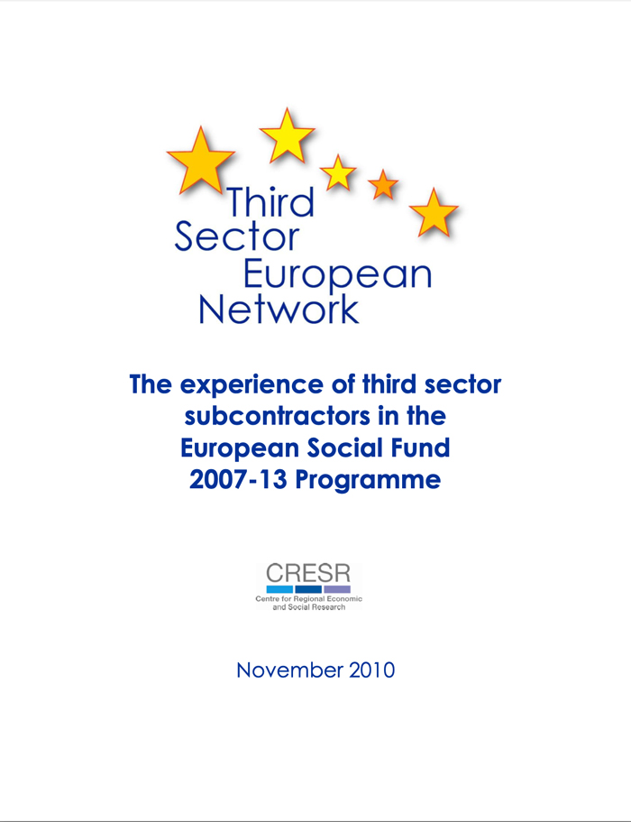 The experience of third sector subcontractors in the European Social Fund 2007-13 Programme