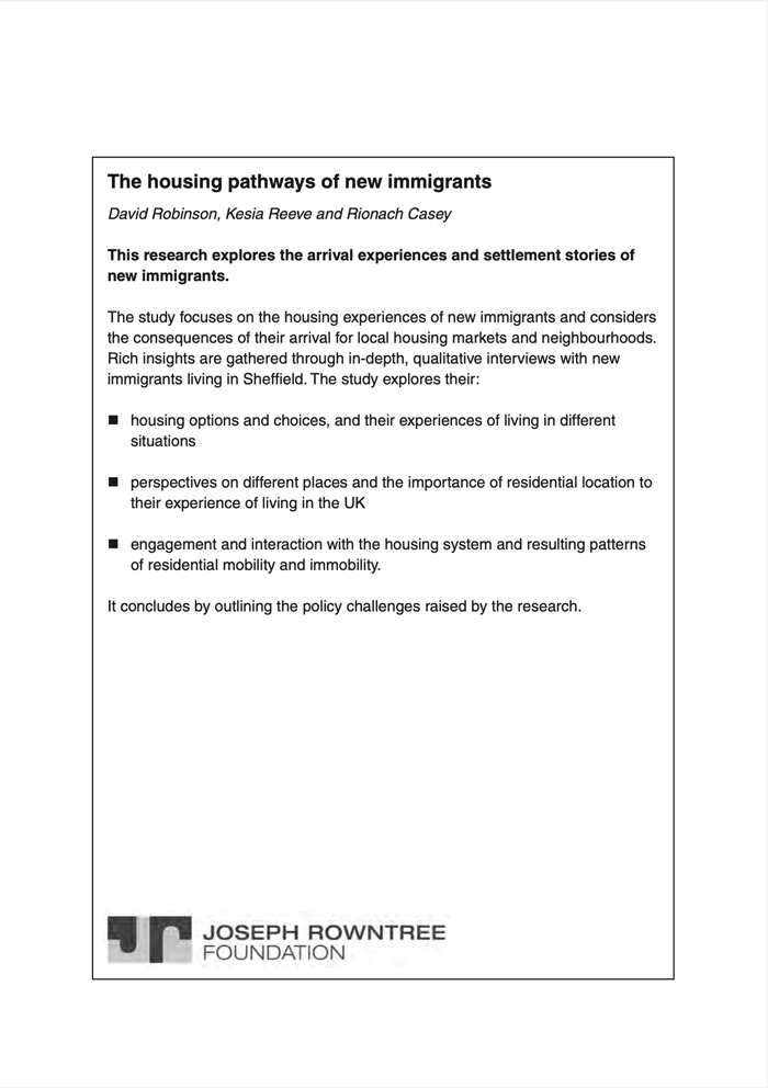The housing pathways of new immigrants