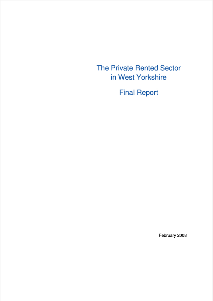 The Private Rented Sector in West Yorkshire: Final Report