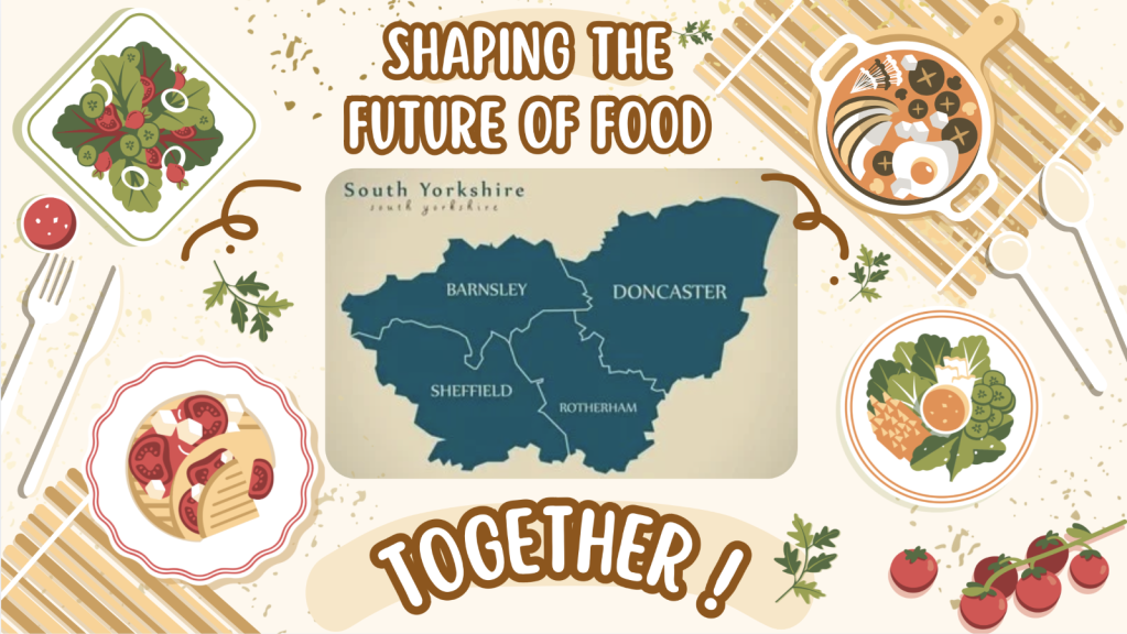 Cartoon of south yorkshire and food