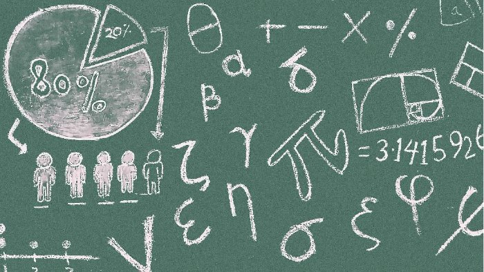 Mathematical symbols on a blackboard