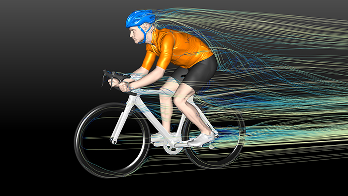 3D simulation of a racing cyclist