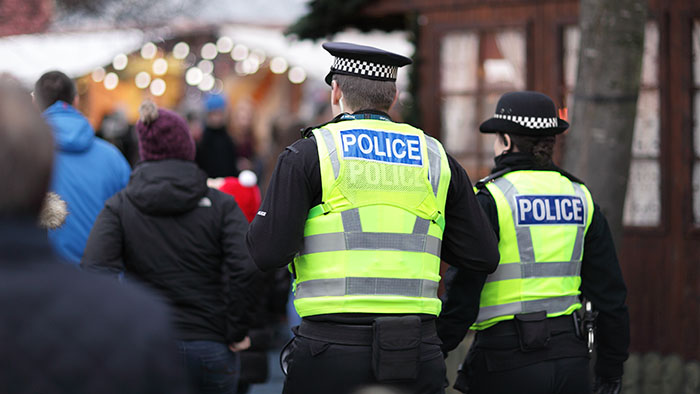 British police officers on patrol