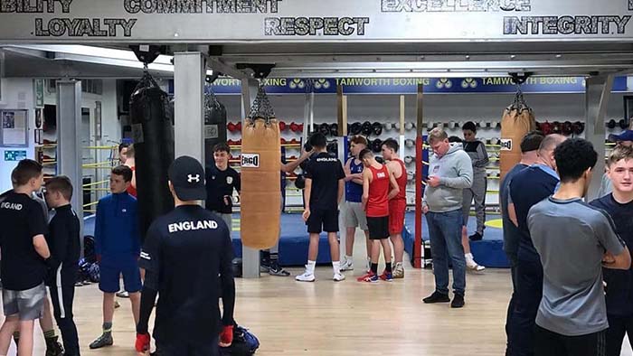 Young people at an amateur boxing club