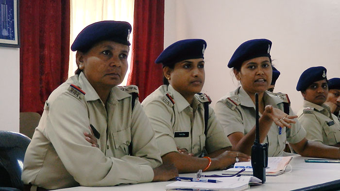 Indian police officers participating in the Justice for Her programme