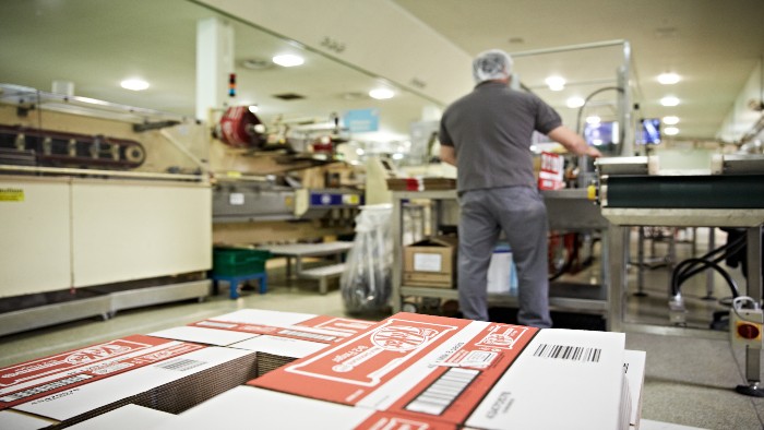 KitKats in boxes on production line