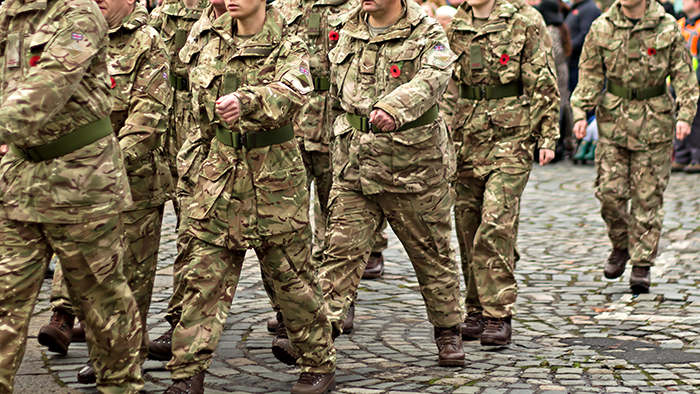 British soldiers marching