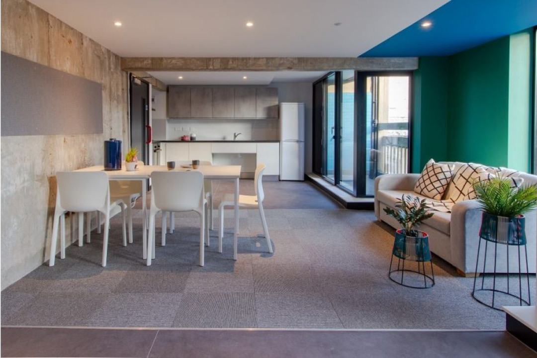 Open plan living area and kitchen