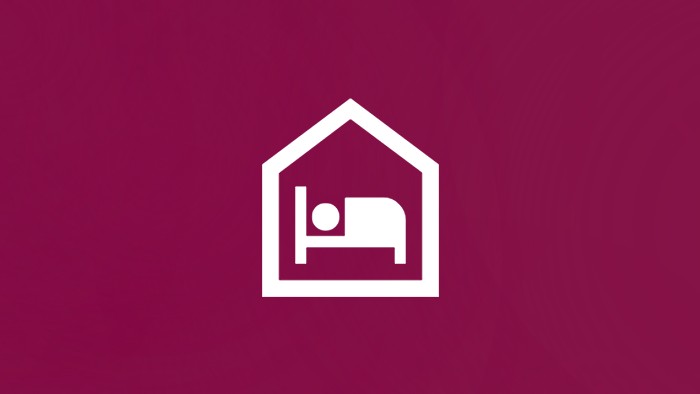All illustration depicting a person in bed within a house